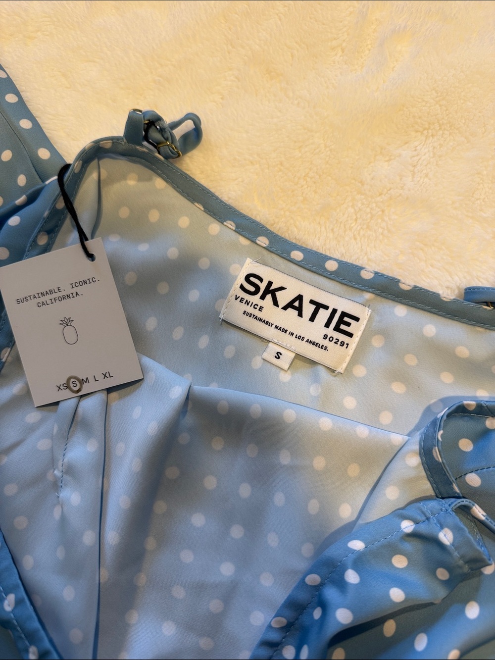 Skatie Light Blue Polka Dot Satin Cami dress - Picture 3 of 5